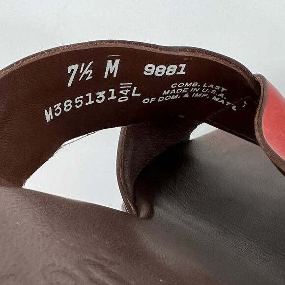 Munro sandals women's 7.5 cross strap slip on open toe heeled red leather - Picture 10 of 12